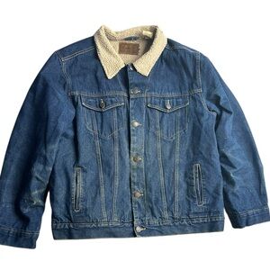 G.E. Schmidt Workwear Sherpa Lined Denim Jacket Men’s 2X Blue Jean Trucker Coat‎